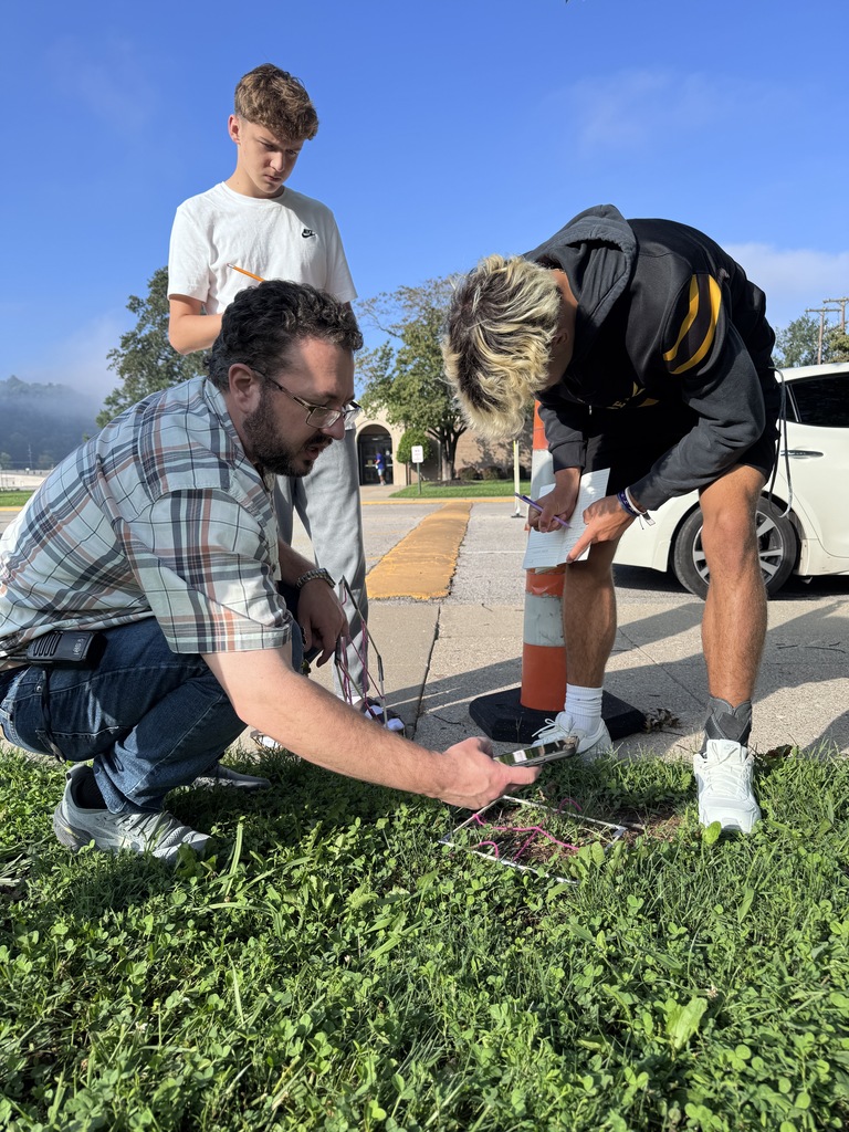 Students studying grass