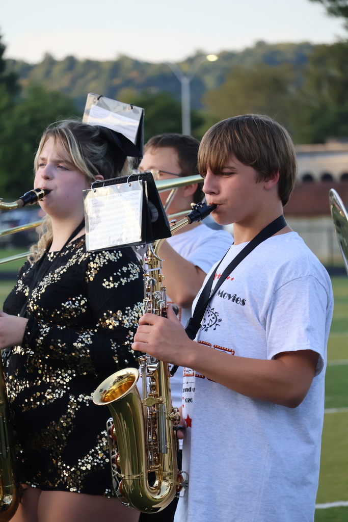 Band students playing at halftime