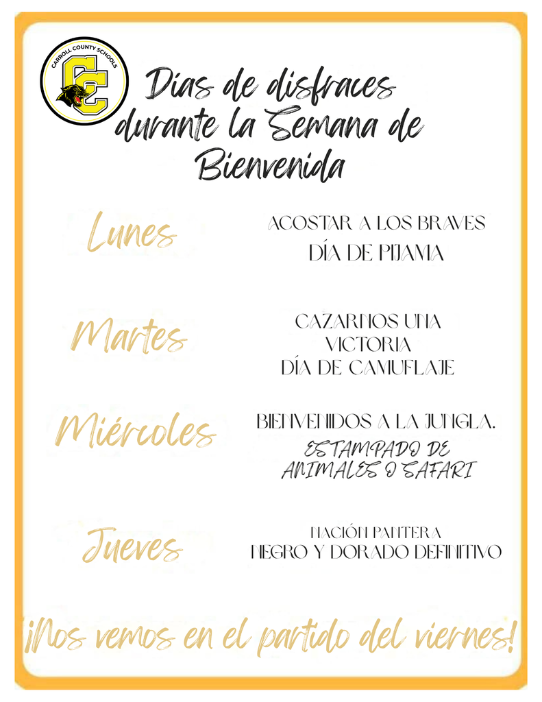 CCHS homecoming dress up days spanish