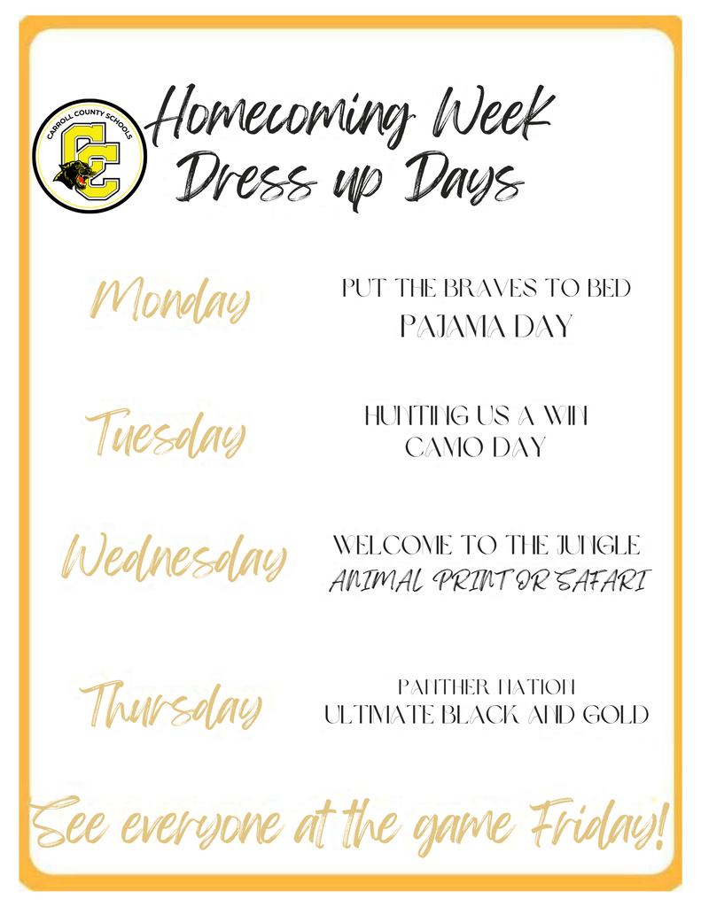 CCHS homecoming dress up days