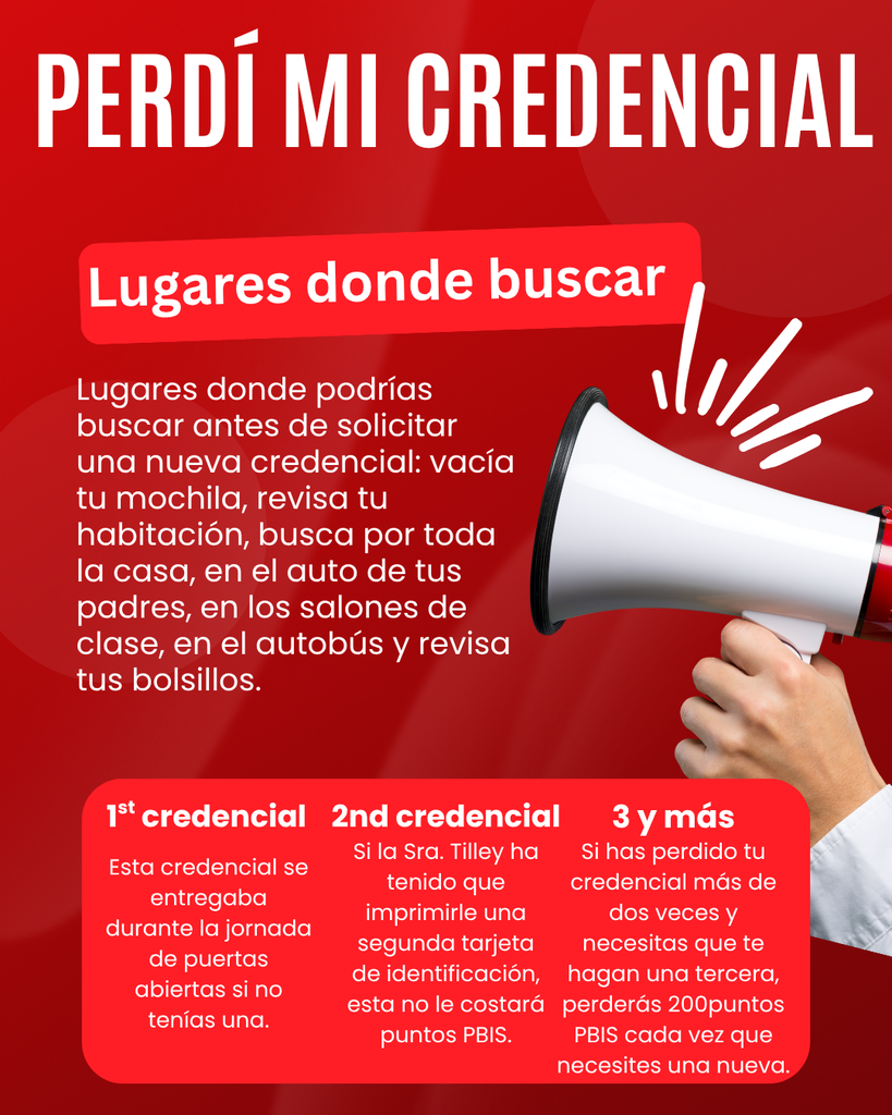 Gráfico que explica la política sobre la pérdida de la tarjeta de identificación.