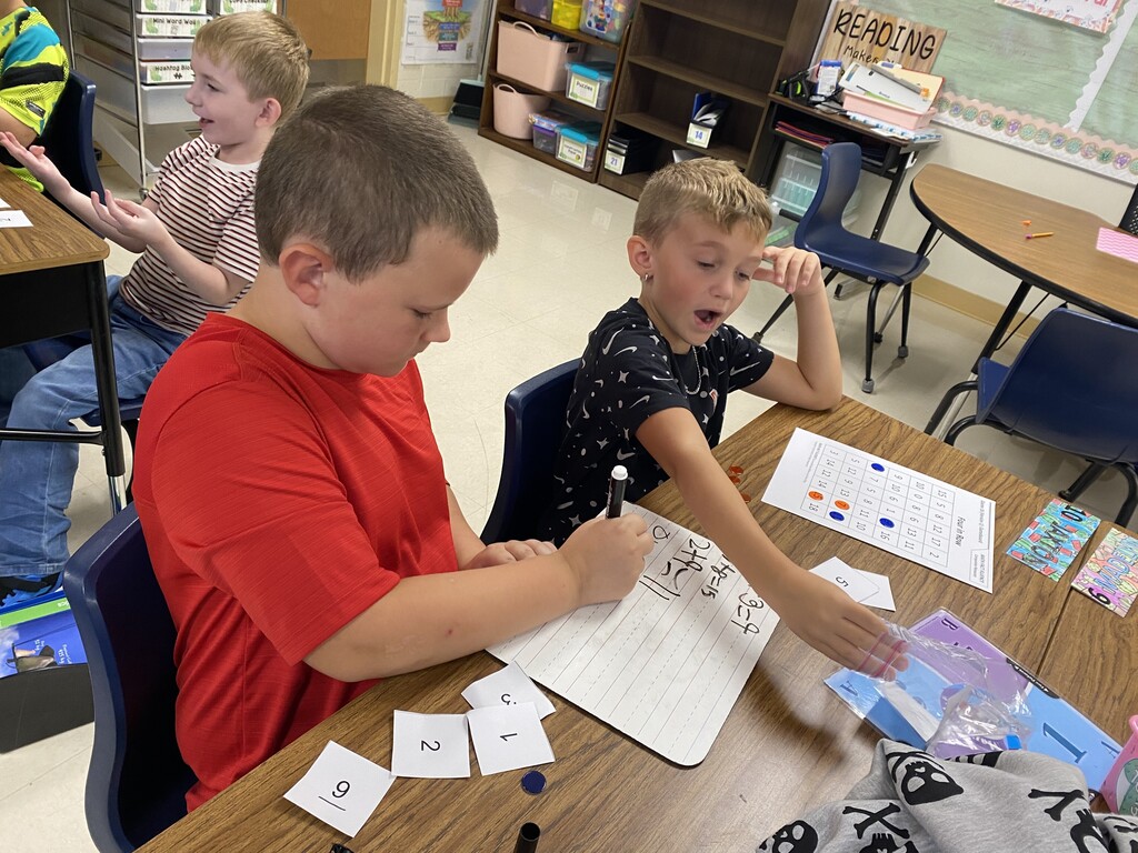 students playing math game 