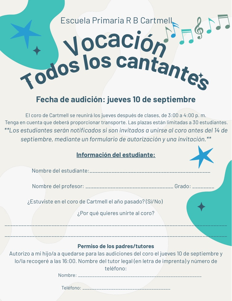 choir auditions Spanish 