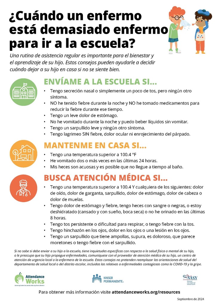 too sick for school flyer Spanishg
