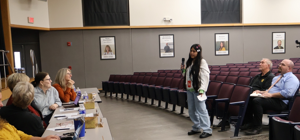 Student giving presentation