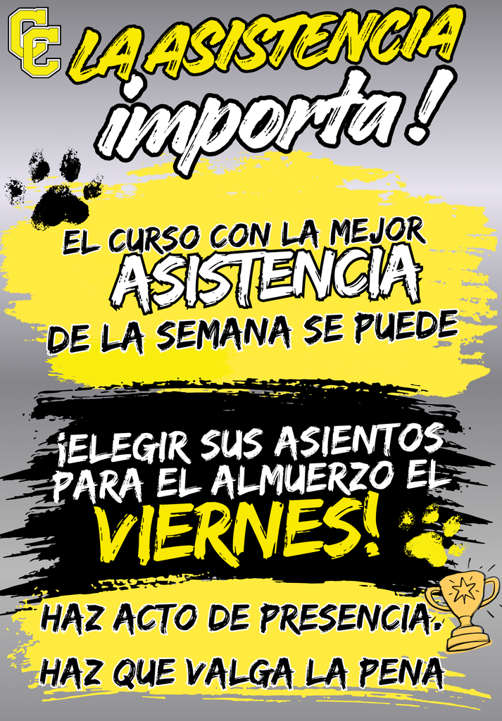 La asistencia importa! El curso con la mejor asistencia de la semana se puede. Elegir sus asientos para el almuerzo el Viernes! Haz acto de presencia. Haz que valga la pena.