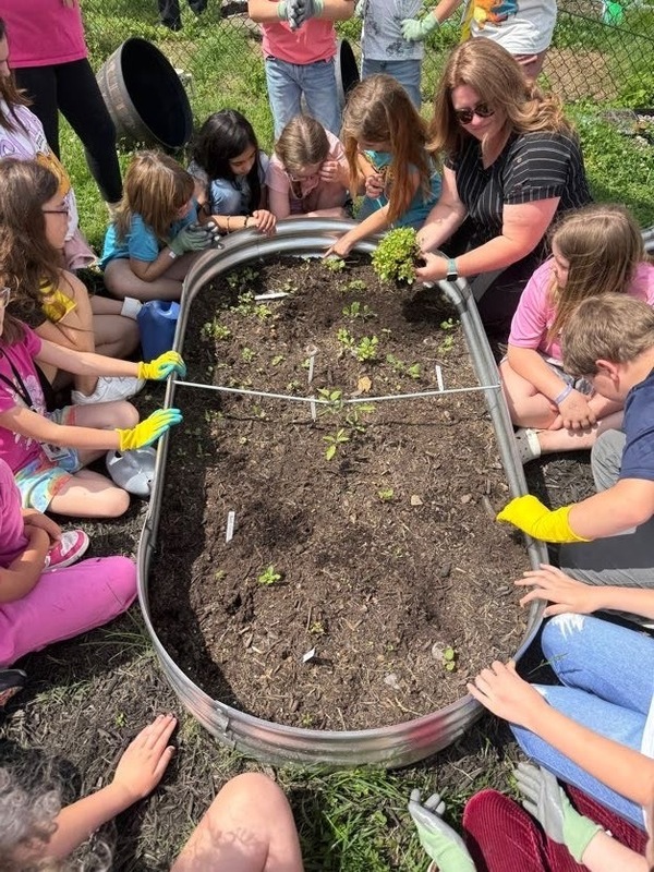 Students planting garden