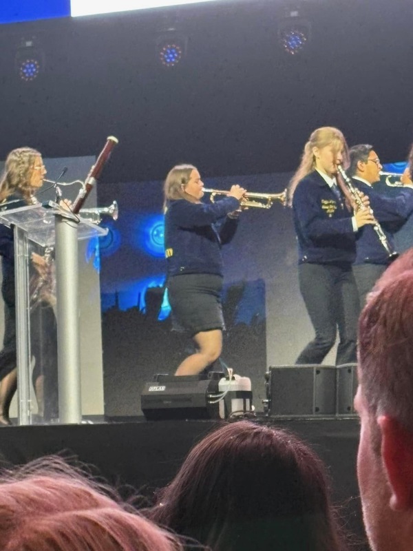 student playing trumpet