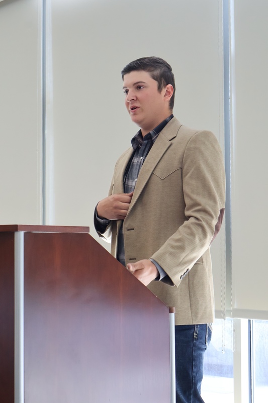 student giving speech