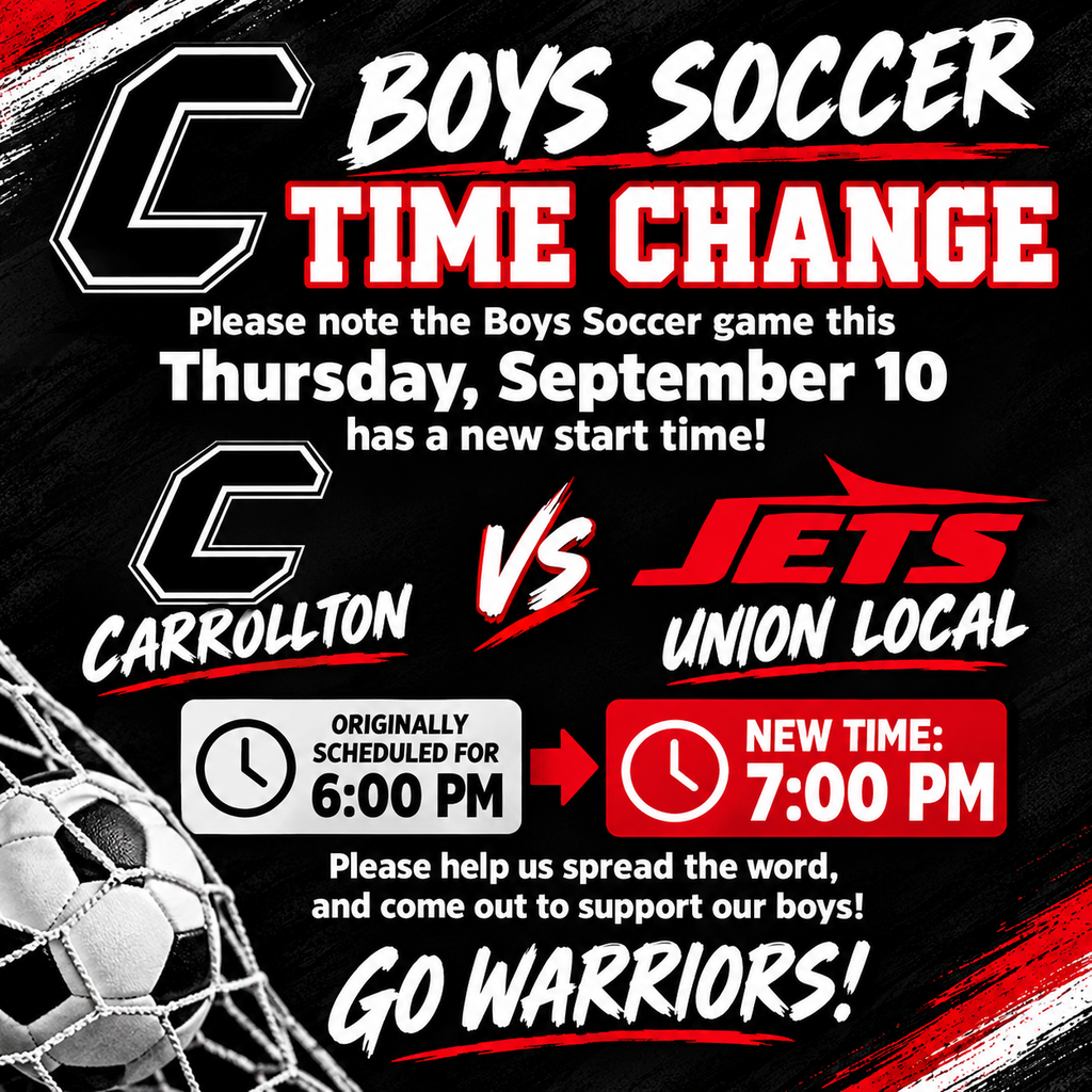 Time change for Boys Soccer