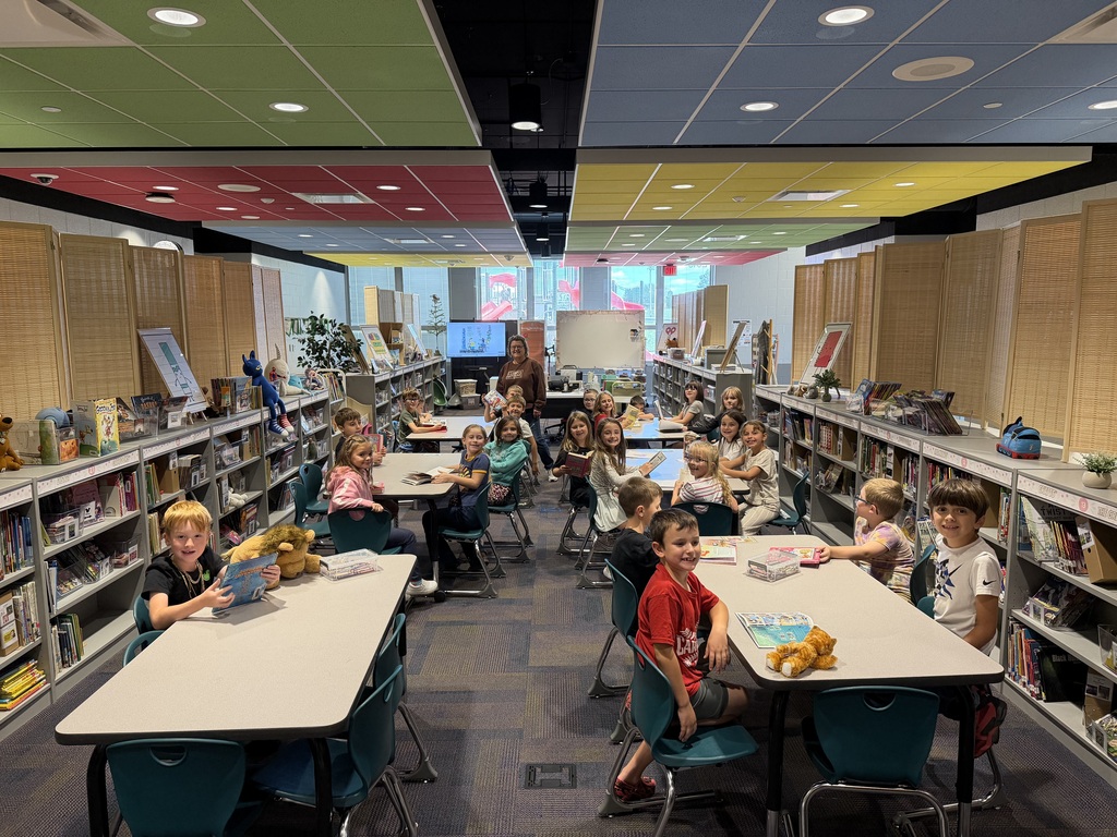 students in library