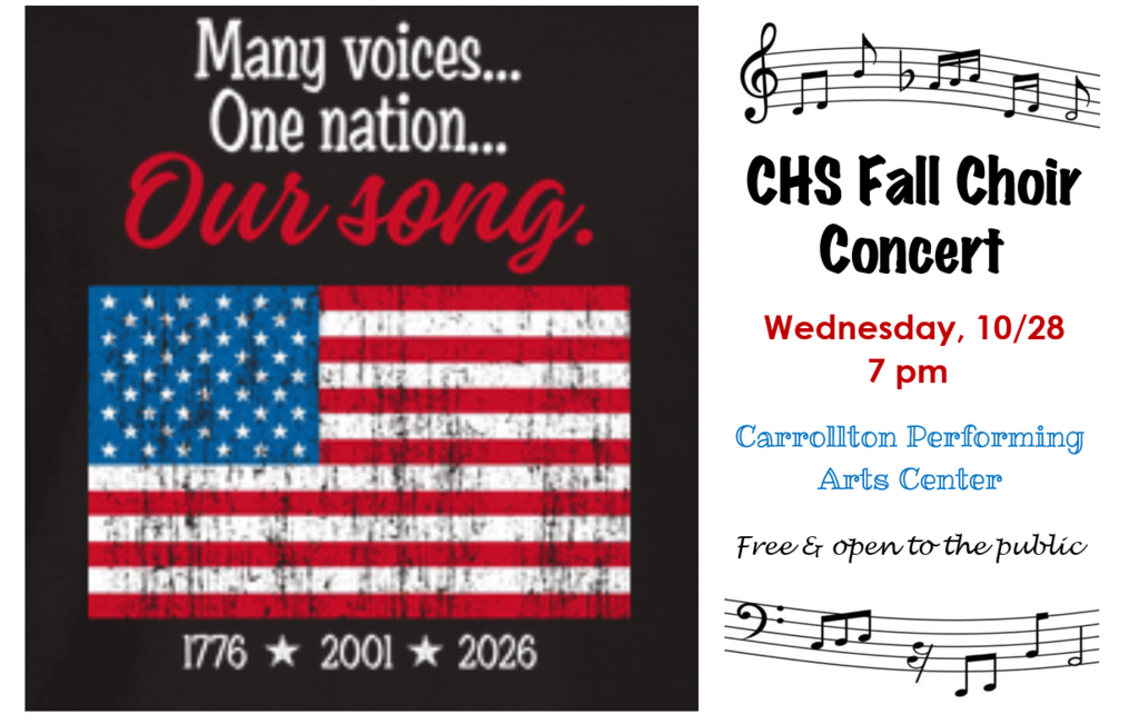 CHS Fall Choir Concert - Wednesday, 10/28 at 7pm in the PAC. Free and Open to the public!