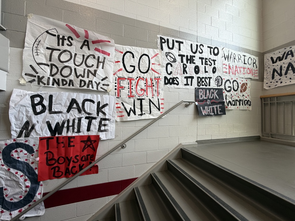GO FIGHT WIN. BLACK N WHITE. PUT US TO THE TEST CARROLLTON DOES IT BEST