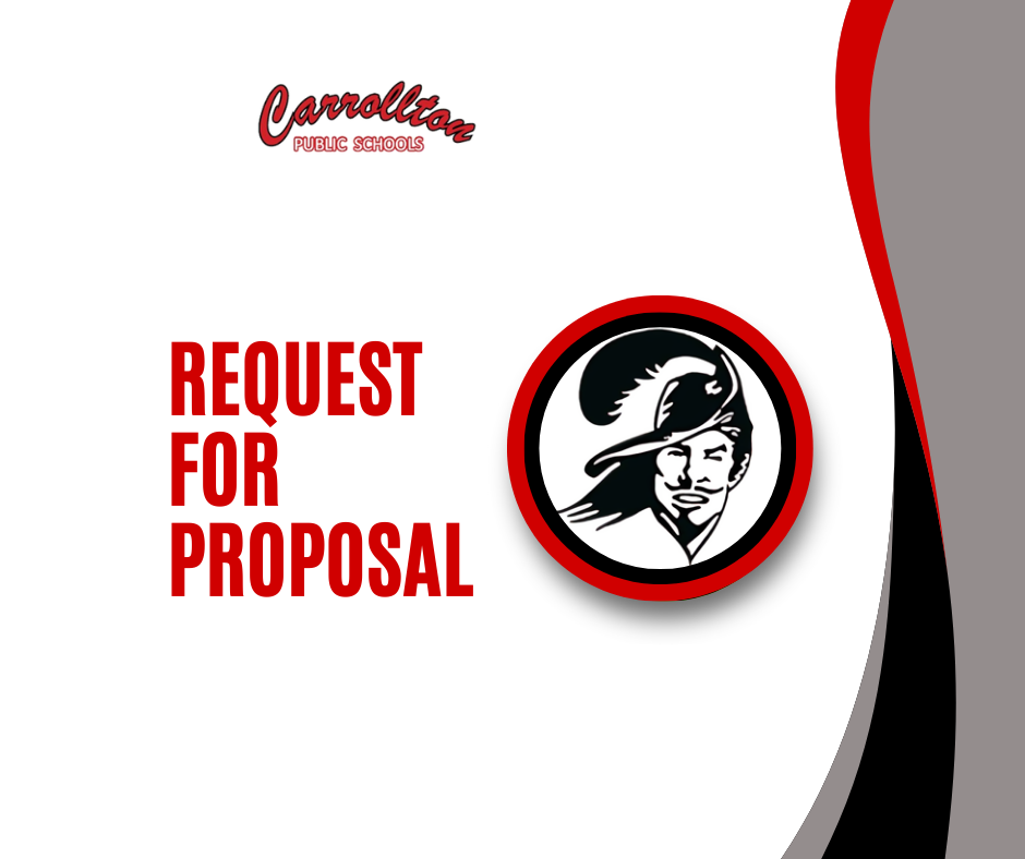 Decorative image using Carrollton branding colors and logo stating "Request for proposal"
