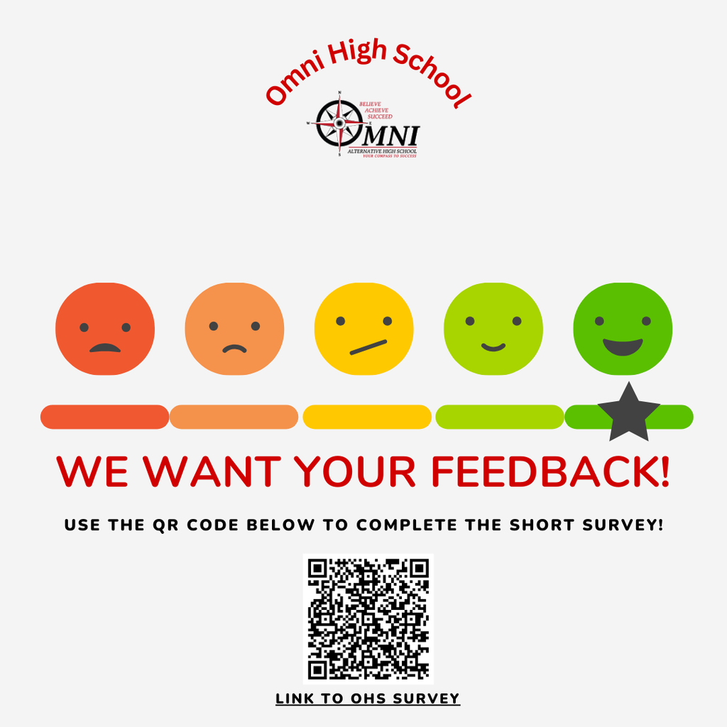 graphic with emoji faces that says "we want your feedback"
