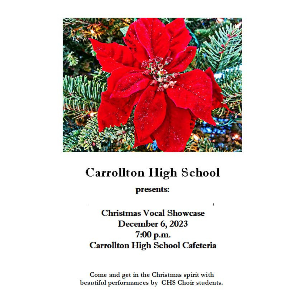 flier with poinsettia and information about the CHS choir concert