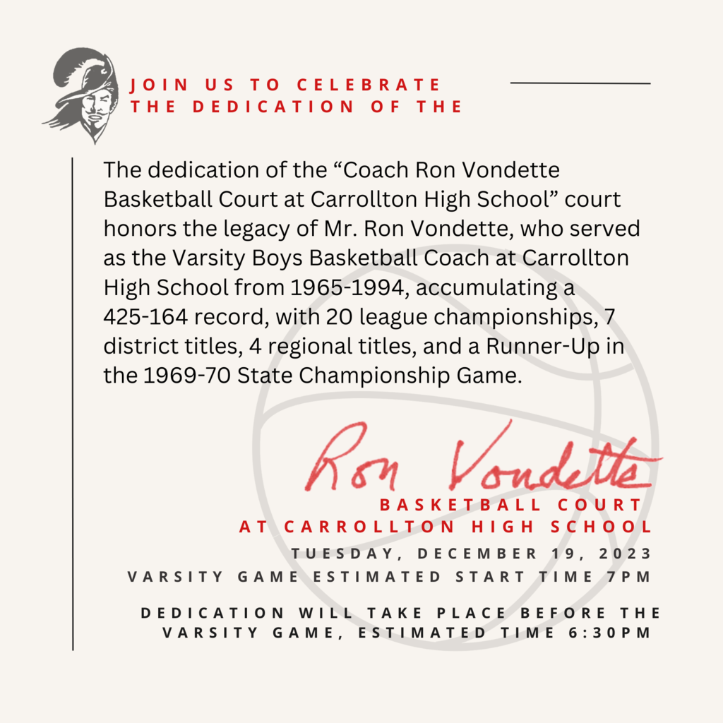 graphic with information on the Vondette court dedication on December 19th