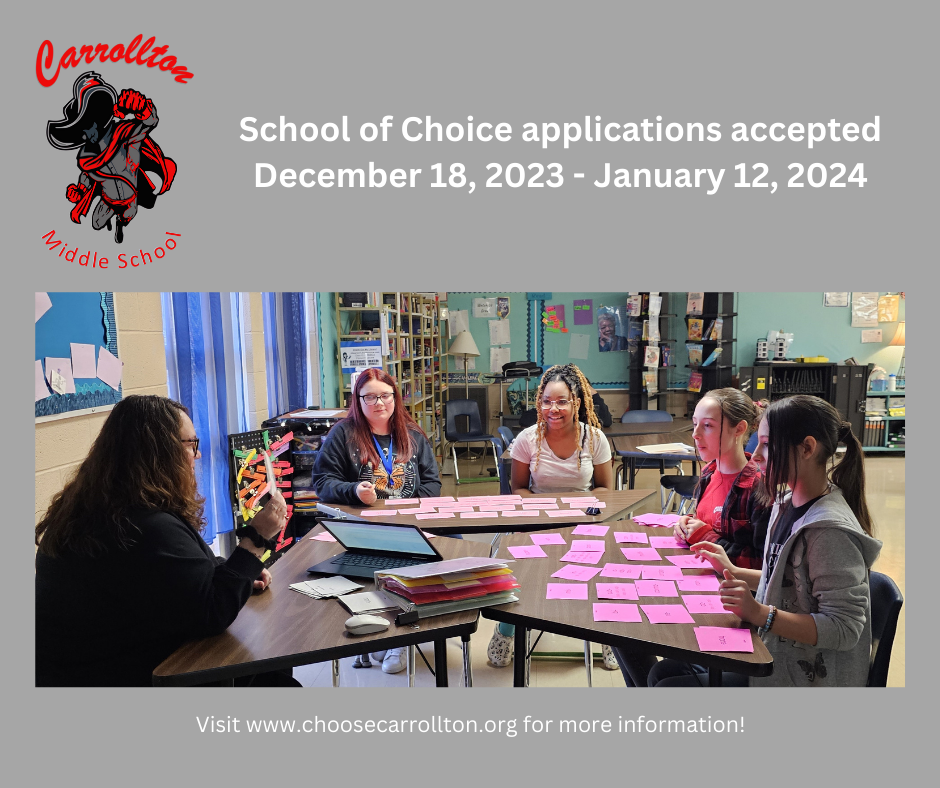 graphic with photo of a teacher leading a group of students