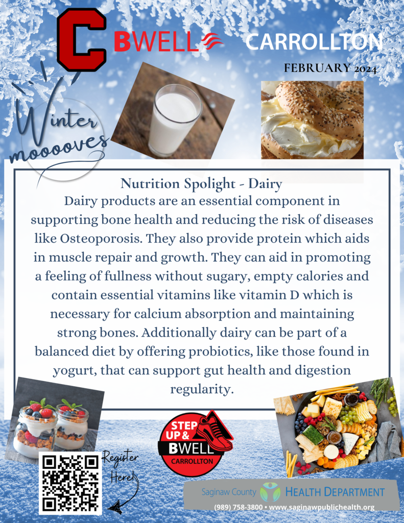 newsletter with blue background and snowflakes that says "winter mooooves"