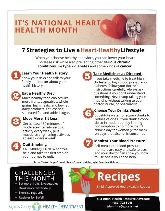 Flyer describing heart health tips