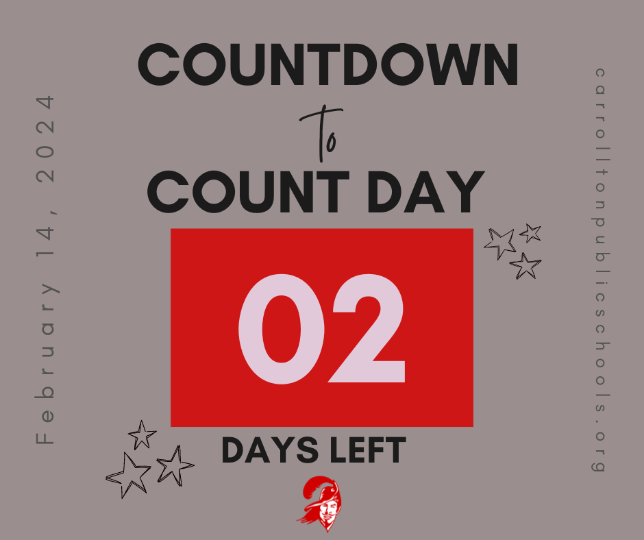 graphic that says "countdown to count day 2 days left"
