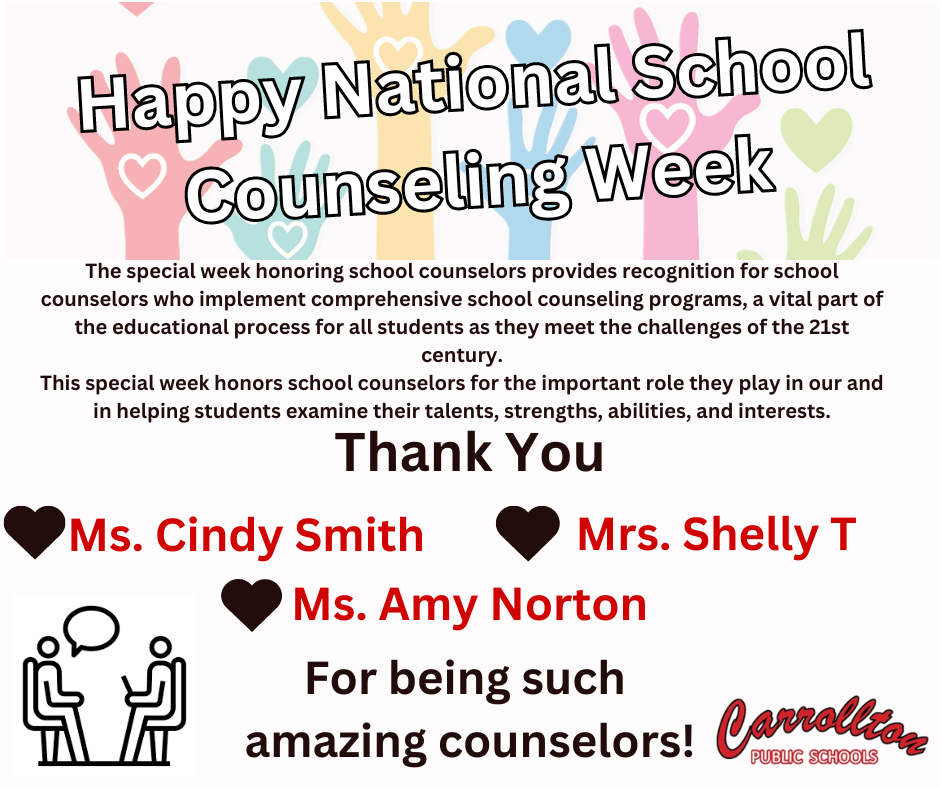 graphic that says Happy national School Counseling Week"