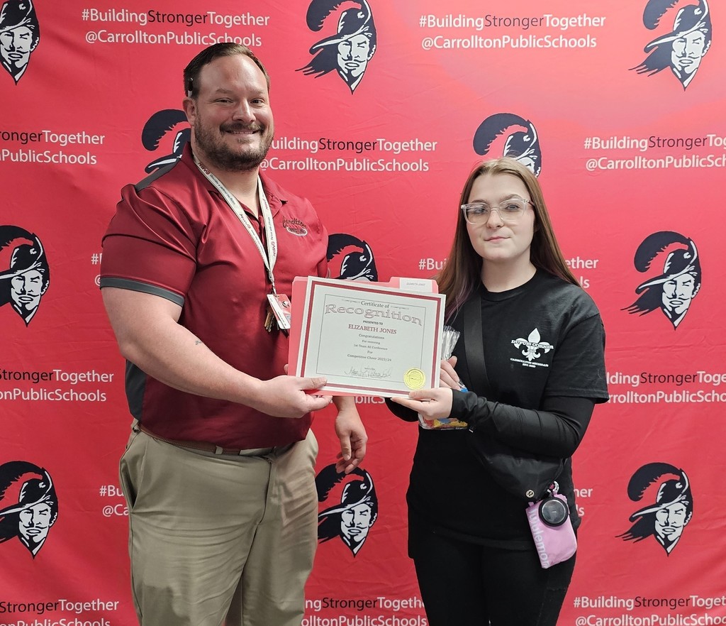 photo of student receiving recognition