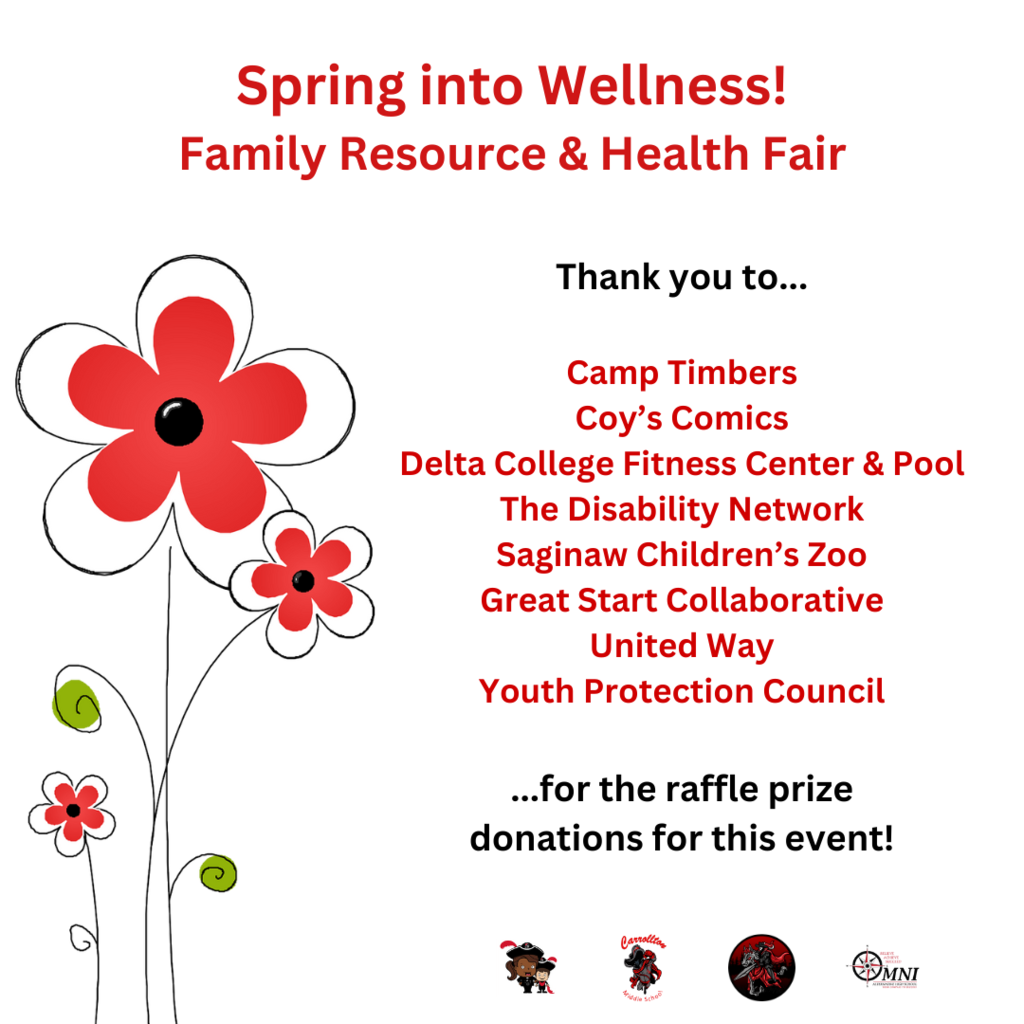 graphic thanking list of organizations for raffle donations