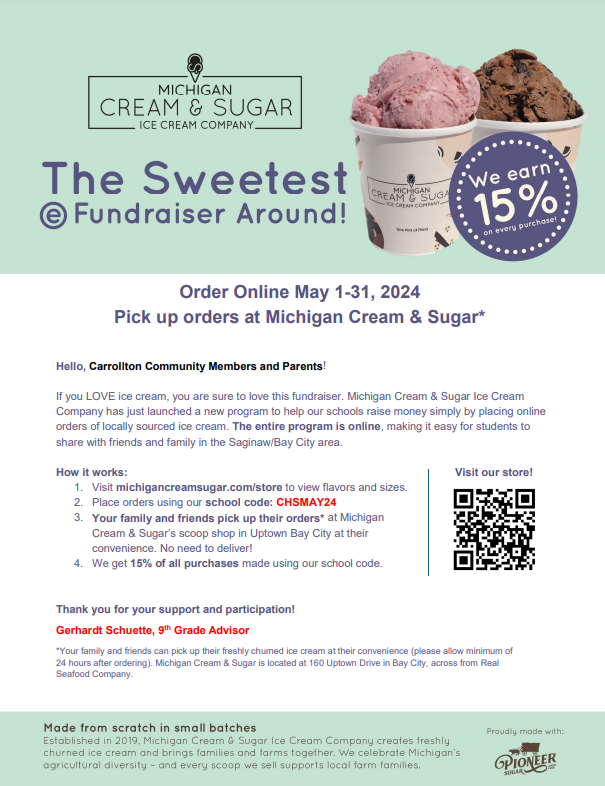 flyer for ice cream fundraiser