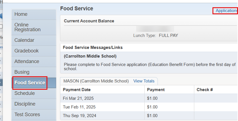 screenshot of form in Skyward