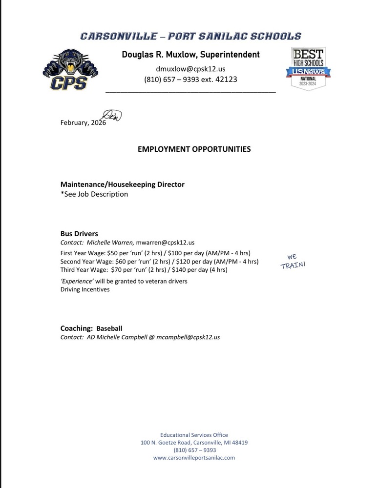 Employment Opportunities