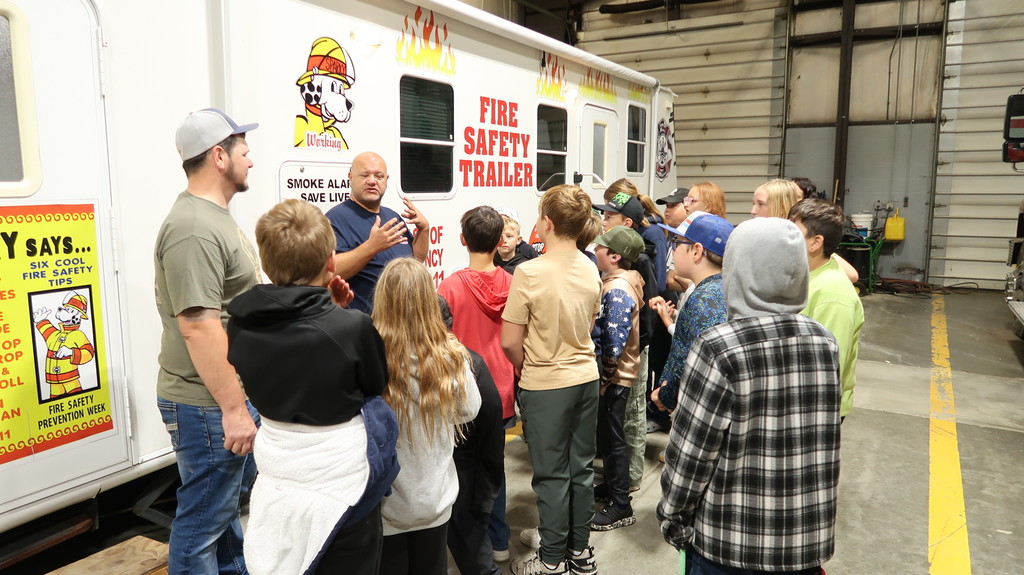 The Fire Safety Trailer with our 5th grade Tigers!