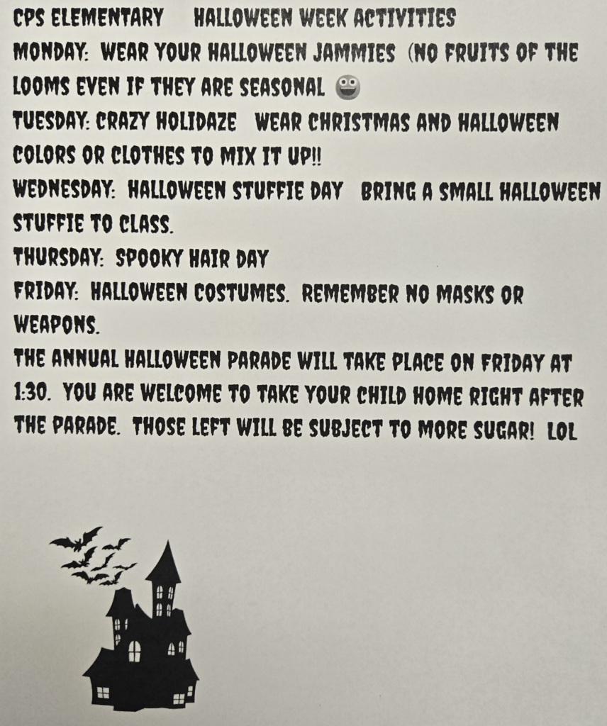 Elementary Student Council Dress Up Days