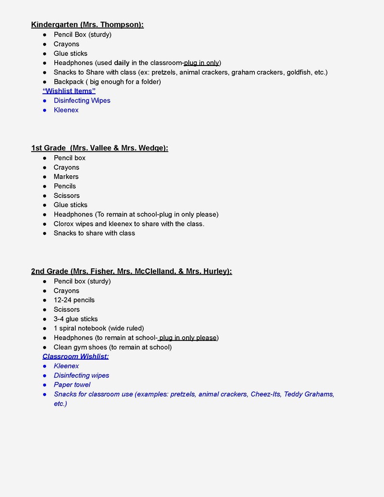 Supply List P2