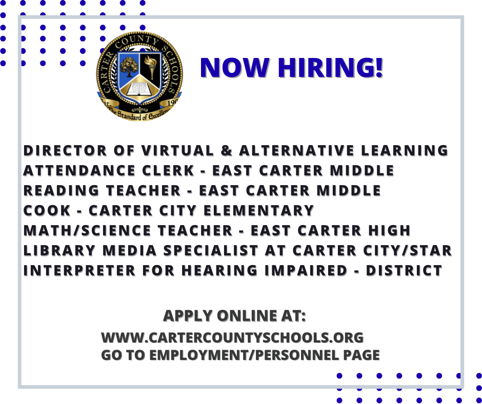Carter County Schools - Now Hiring!