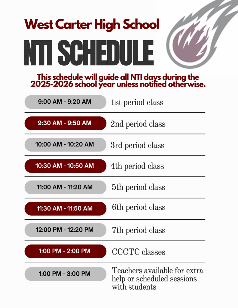 WCHS NTI Schedule