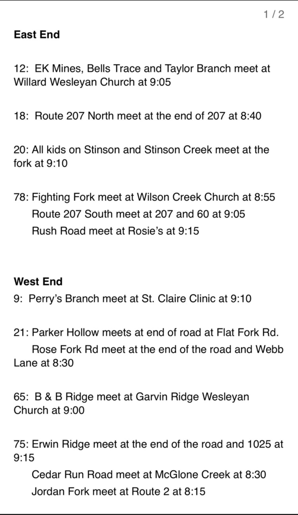 bus routes page 1