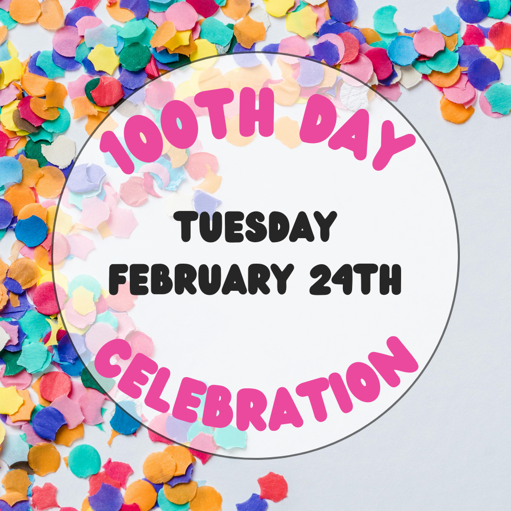 100 Day of School Celebration Classroom Announcement in Colorful Photo Style