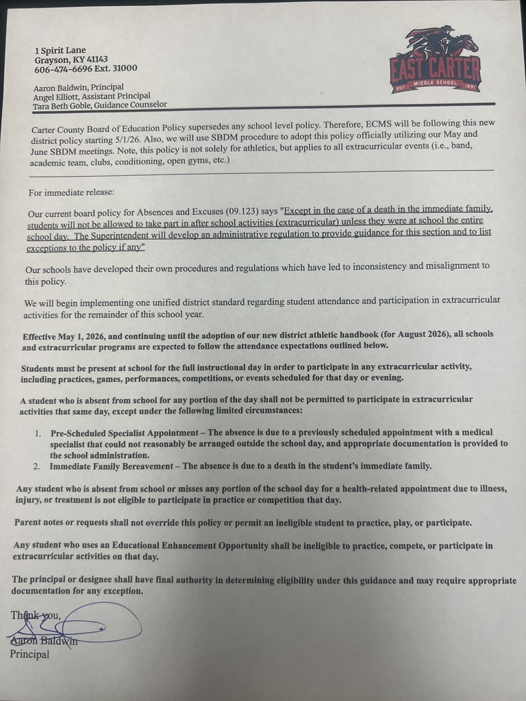 Attendance Extra Curricular Update 4/29/26