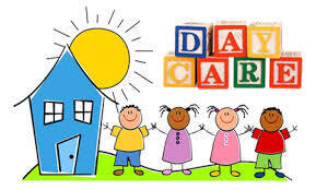 Daycare image of cartoon children and school
