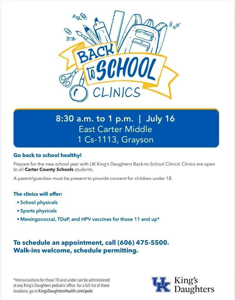 Back to School Clinic July 16