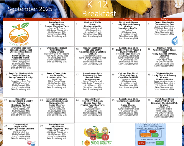 September Breakfast Menu