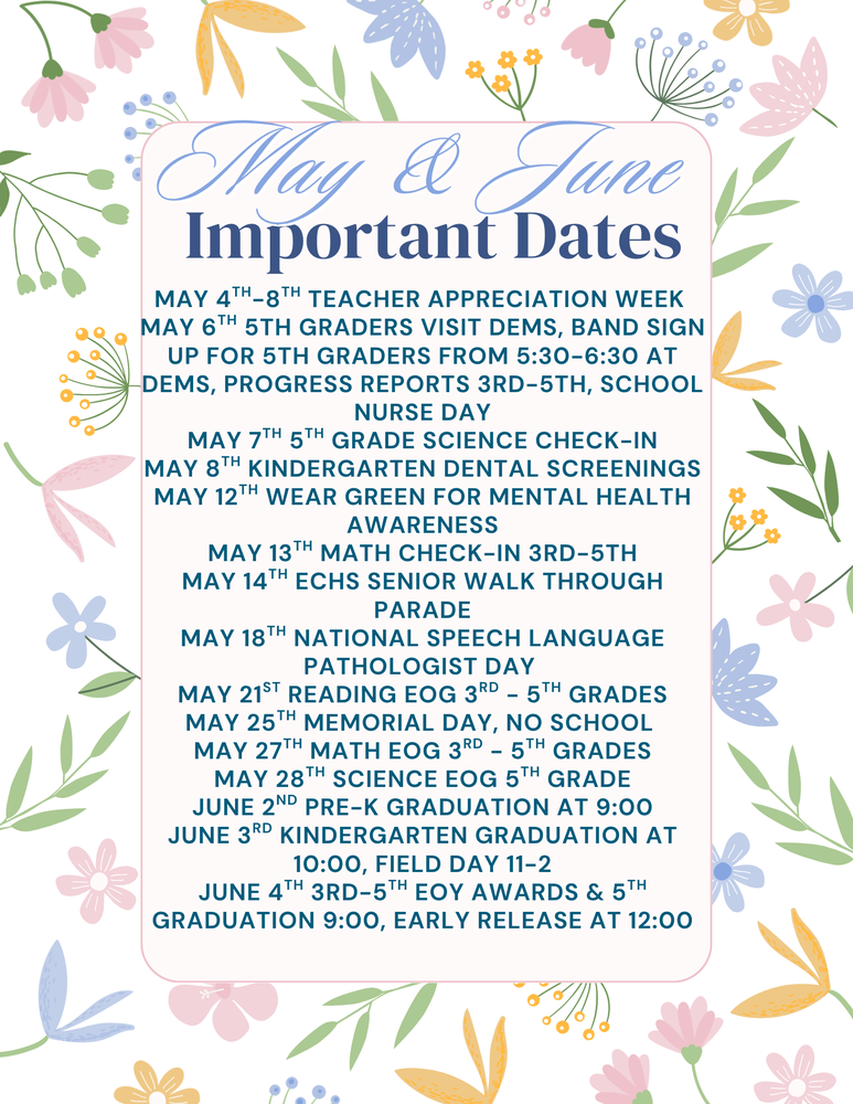 May & June Dates