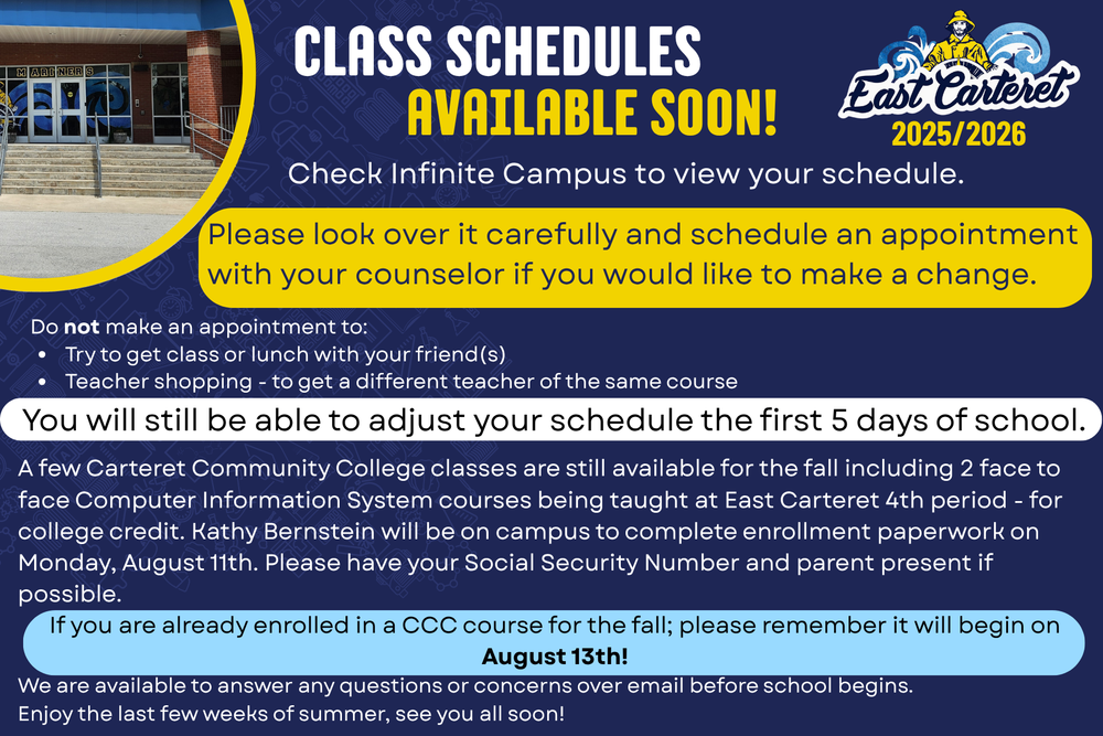 Class Schedules Available