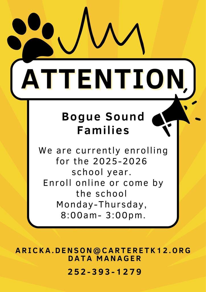 enrollment flyer call or email school