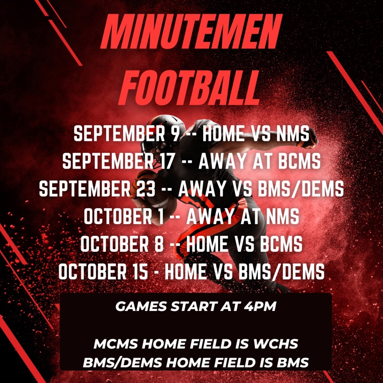 25-26 MCMS Football Schedule