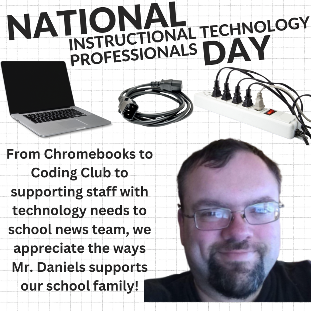 National ITF Day picture of Mr. Daniels with a laptop and power cords
