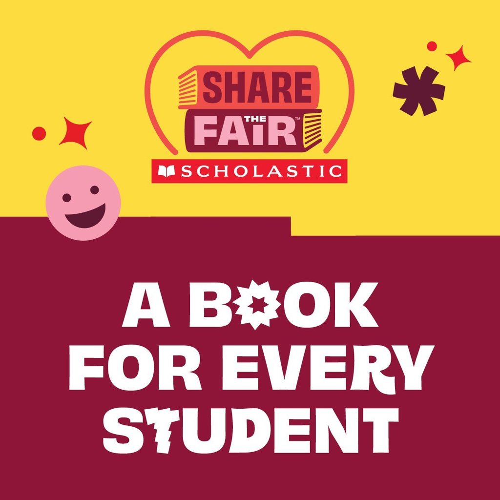 Share the Fair Scholastic logo that says, "A book for every student"