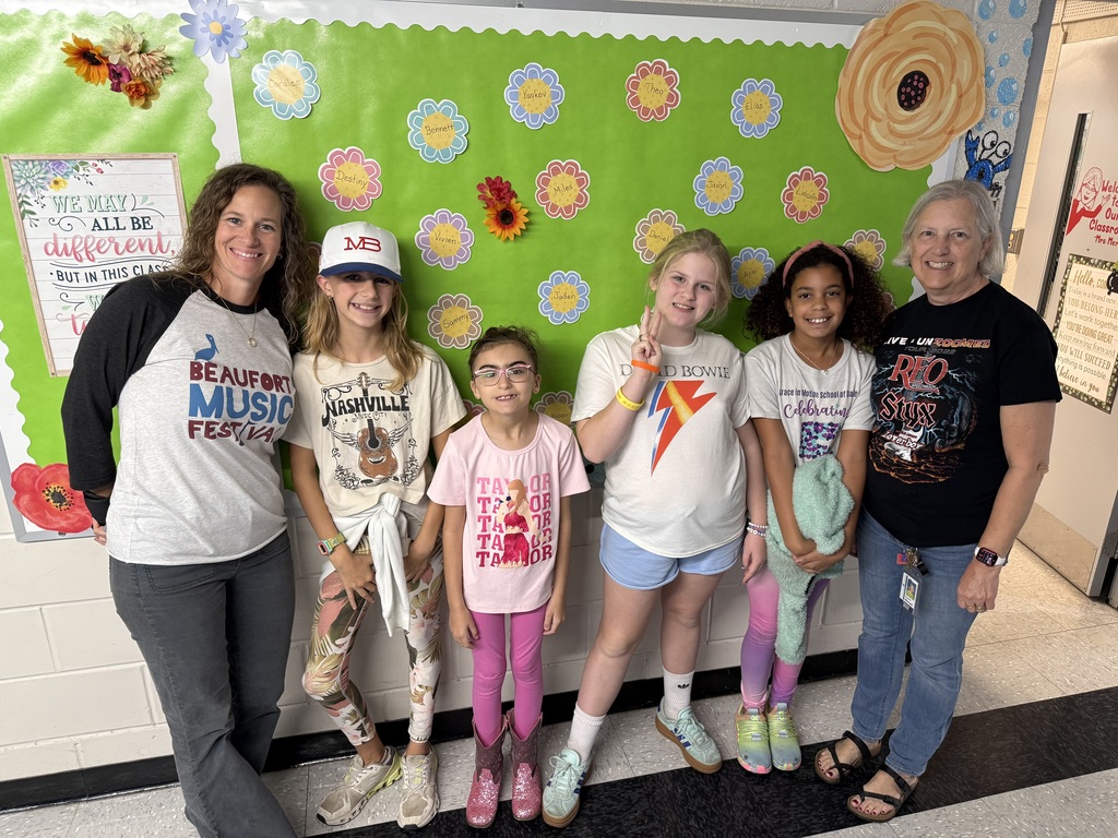 Photos of students and staff of MCES dressed in music attire supporting their favorite bands and musicians for Red Ribbon Week's Music Day