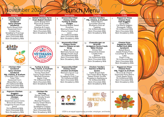 November Lunch Menu